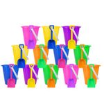 4E's Novelty 12 Sets 5.5" Sand Buckets and Shovels for Kids Bulk (12 Pack) Small Beach Bucket for Beach Summer Outdoor Sand Toys, Party Favors