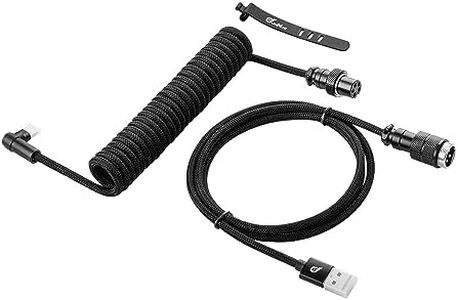 GUNMJO Pro Custom Coiled USB C Cable for Gaming Keyboard, Metal Aviator Mechanical Keyboard Cable with Type C Angled, 1.5M USB-C to USB-A, Classic Black Color