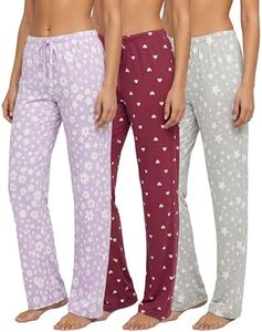 3 Pack: Womens Plus Size Pajama Pants Yummy Soft Knit Pajamas for Women Pant Bottoms Clothes Sexy Pijamas de mujer Sets PJs Fuzzy Silk Sleepwear Lounge Comfy Night Plaid PJ Just My - SET10, 3X