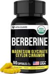 Berberine Supplement HCI 1000mg with Magnesium Glycinate Chelate, Ceylon Cinnamon Bark 100mg & Chromium 10mcg - Supports Blood Sugar & Metabolism - 90 Vegan Capsules, Non-GMO