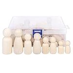 KTHZI Wooden Peg Dolls with a Storage case, 50Pcs Unfinished Wooden People for DIY and Painting, Nature and Plain Wooden Figures for Craft Art Projects and Decoration, Graffiti Toy for Kids.