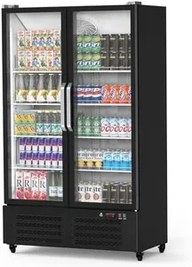 ACONEE Refrigerator Commercial Glass Door Display Upright Freezer, Black