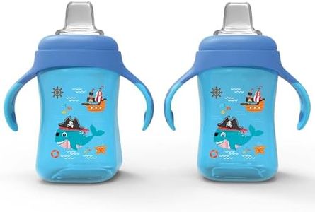Avima Baby 10 oz Spill Proof Baby Sippy Cup w/Interchangeable Soft Spout Nipple - Trainer Sippy Cup with Handles - BPA Free & Dishwasher Safe Kids Cups - Set of 2, Blue