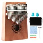 Musfunny Kalimba Thumb Piano 17 Keys Portable Mbira Sanza Finger Piano with Study Instruction Tune Hammer Musical Instrument Gifts for Beginners Kids Adult Birthday Christmas