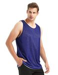 TOPTIE Men's Tank Top, Reversible Mesh Tank, Basketball Jerseys, Lacrosse Jersey-Purple/White-XXL