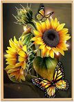 Sunflower Stamped Cross Stitch Kits - Needlepoint Counted Cross Stitch Kits for Beginners Adults Butterfly Patterns Dimensions Embroidery Kits Arts and Crafts (11CT Without Frame)