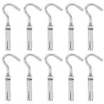 10Pcs Expansion Screw Hook,Open Cup Hook Expansion Screws,Stainless Steel Ceiling Hook Bolts,Concrete Wall Hook M6