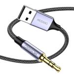 MOSWAG USB to 3.5mm TRS Audio Jack Adapter, 3.28FT/1Meter USB Male to 3.5mm AUX Stereo Audio Cable, Nylon Braided USB to AUX Converter for PC, Laptop, Windows, Mac OSX, Speaker, Headphones