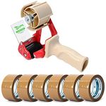 Edenpack Pro-Series Tape Gun Dispenser Robust Pistol Grip Heavy Duty Parcel Seal Packaging Gun Tape up to 50mm Width + 6 x Brown Tape