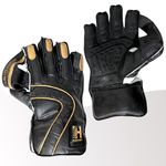 Heega Limited Edition Cricket Wicket Keeping Gloves | Men’s Size (Black and Gold)