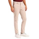 SaintX Men's Stretchable Casual Pants | Slant Pocket Chinos | Stylish Elastic Trousers (Slim Fit) Office or Party | Fashion Trouser with Expandable Waistband & Anti-Slip Gripper (SAINTR03_Cream_34)