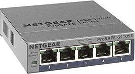 NETGEAR 5 Port Gigabit Ethernet Managed Network Switch (GS105E) - Ethernet Splitter - Ethernet Hub - Plug-and-Play - Silent Operation - Desktop or Wall Mount