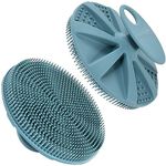 INNERNEED Food-grade Soft Silicone Body Scrubber Shower Brush Handheld Cleansing Skin Brush, Gentle Exfoliating and Lather Well (Dark Green)