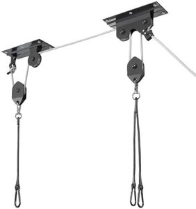 CyclingDeal Ceiling-Mounted Bike Hoist Rack - Secure Bike Storage Ceiling Bike Hangers for Garage - Safe & Easy Lifting for Garage Bicycle Hanger Bike Storage Rack - Premium Rope & Bike Hooks