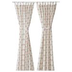 Ikea Voguish Cotton Curtains, 1 Pair, White/Printed (150x250 cm (59x98))