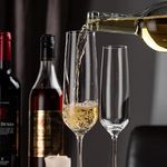 TIENER Elegant and Stylish Long Stem Champagne Flutes | Crystal Champagne Premium Glass, Unique Wine Glass (250ml, Set of 6)