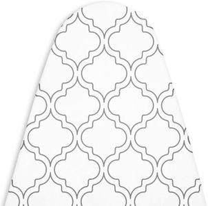 Encasa Homes Ironing Board Cover with 3mm Thick Felt Pad for Steam Press (Fits Standard Medium Boards of 112x34 cm) Heat Reflective, Scorch & Stain Resistant, Printed - White Tiles