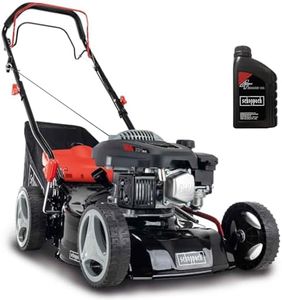 Scheppach Benzin Rasenmäher MS132-42 | Schnittbreite 42cm | Radantrieb | 3,3 PS | Stahlgehäuse | Reinigungsfunktion | Mulchfunktion | 45 Liter Fangkorb | 7-Stufen Höhenverstellung | inkl. Motoröl