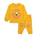 ARIEL Cotton Clothing Sets for Baby Boys & girls - Unisex Clothing sets Full Sleeve T-shirt & Pant (Yellow Lion_3-4 Years)