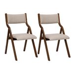 Ball & Cast Modern Folding Dining Chairs Set of 2, Foldable Upholstered Kitchen Chairs with Wood Frame, Portable Office-Chair for Activities, Taupe, 46cm Seat Height