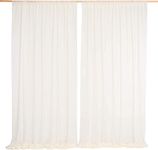 FLCSIed 5ft*10ft 2Panels Chiffon Backdrop Curtains, Wrinkle-Free Sheer Chiffon Fabric Curtain Drapes for Wedding Ceremony Arch Party Stage Decoration (Ivory)