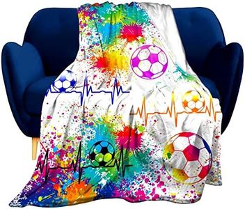 Super Soft Soccer Blanket Lightweight Cozy 3D Printed Flannel Baseball Basketball Throw Blankets for Sport Fans Kids Adults Gifts 50"X40"