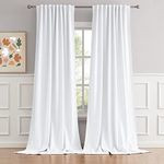 DUALIFE White Patio Window Curtains for Home Decoration, Half Light Blocking Curtain Panels for Sliding Door- 52 x102 Inches Long, Pure White, 2 Panels