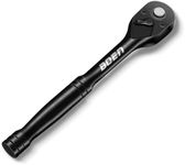 1/2 Inch Drive Ratchet, 72-Tooth Quick-Release Ratchet Wrench, 5-Degree Swing, Reversible, Chrome Alloy Made, Black Phosphate Coating.