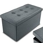 Nyxi Ottoman 76 * 38 * 38cm Foldable Storage Boxes Seat Foot Stool Storage Box with Lids for Kids Toys, Bedroom, Hallway, Living Room Dark Grey