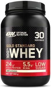 Optimum Nutrition Gold Standard Whey Muscle Building and Recovery Protein Powder With Glutamine and Amino Acids, Unflavoured, 30 Servings, 0.9 kg, Packaging May Vary