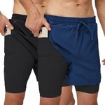 frueo 2 Pack Men's 2 in 1 Running S