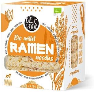 DIET-FOOD Nouilles - Ramen - Millet - Bio - Alimentation Végétalienne - Sans Gras - Sans Soja - Sans Gluten -Faible en Calories - 280 g