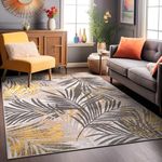 Rugshop Edinburgh Floral Leaves Stain Resistant Soft Area Rug 7'10" x 10' Yellow