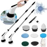 Electric Spin Scrubber, Cordless Power Shower Cleaning Brush,Bathroom Scrubber with Long Handle, 7 Replaceable Brush Heads,Tile Baseboard Car Tub Scrubber with Adjustable Extension Handle