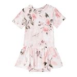 Posh Peanut Baby Short Sleeve Twirl Skirt Bodysuit - Infant Girl Clothes - Viscose from Bamboo (0-3 Months) Vintage Pink Rose