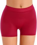 Agoky Womens Seamless Boyshort Panties Semi See Through Spandex Silky Underwear Stretch Boxer Briefs Red A One Size
