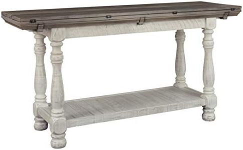 Signature Design by Ashley - Havalance Flip Top Sofa Table, Whitewash/Brown Wood