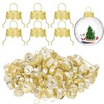 moonoom 100 Pieces Round Christmas Ornament Caps, Gold Removable Metal Hangers Caps,Christmas Replacement Ornament Cap for Christmas Porcelain, Ceramic or Glass DIY Decor