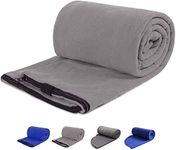 REDCAMP Fleece Sleeping Bag Liner for Adult Warm or Cold Weather, 75" Long Full Sized Zipper Camping Blanket for Outdoor Indoor Used with Sack, Grey