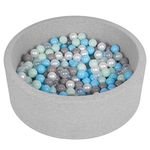 Selonis Soft Ball Pit Pool 90X30cm/200 Balls Round For Baby Toddler Foam, Light Grey:Pearl/Gris/Transparent/Babyblue/Mint