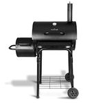 NutriChefKitchen Portable Outdoor Charcoal BBQ Grill, Stainless Steel Charcoal Grill Offset Smoker with Cover, and Side Self, ideal for Bake. Braise, Smoke, Roast, and Grill, Black (SLCSG20)