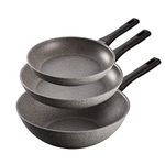 ZWILLING Terreno 3 Piece Granitium Non-Stick Frying Pan & Wok Set - All Cooktops, Oven Safe, Frying Pan Skillet, Dishwasher Safe, Made in Italy