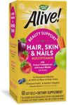 Nature's Way Alive!® Hair, Skin & Nails Multivitamin with Biotin (5,000mcg per serving and Collagen (75mg per serving), Fruit & Veggie Blend (50mg per serving), 60 Softgels