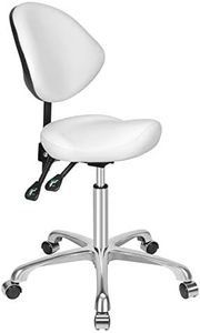 Kaleurrier Ergonomic Rolling Swivel Saddle Stool with Wheels - Hydraulic Lifting Height Adjustable Saddle Chair for Clinic Hair Salon Lab Kitchen Office Drafting Chairs (White, with Back)