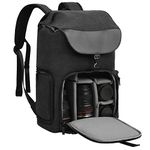 CADeN Camera Backpack, SLR DSLR Canvas Professional Photo Backpack Vintage Camera Bag 15.6 Inch Laptop Compartment Compatible with Canon Nikon Sony Pentax Lens Tripod Man Women, M8 BK, Backpack