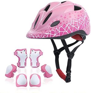 Atphfety Kids Helmet Set,Toddler Helmet for Boys Girls Age 5-8 with Knee Elbow Pads Wrist Guards for Bike Skating Skateboard Cycling Scooter Rollerblading (S:50 cm - 54cm/19.7-21.2 inch, Galactic)