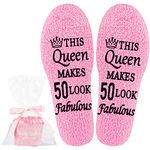 Jeasona 50th Birthday Socks 50th Birthday Gifts for Women Friend Sister Wife Mum 50th Birthday Decorations for Women Pink 50th Birthday Gifts Idea