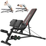 OPPSDECOR 4 in 1 Adjustable Roman Chair, 900LBS Hyperextension Bench Back Extension Bench with Resistance Bands, Multifunctional Workout Bench for Home Gym