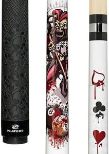 Players D-JS White with Jester on Pool Balls and Dripping Card Suits Cue, 18.5-Ounce