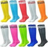 10 Pairs Kids Soccer Socks Stretchy Knee High Tube Socks Colorful Football Athletic Team Socks for Boys Girls (4-8 Years Old)